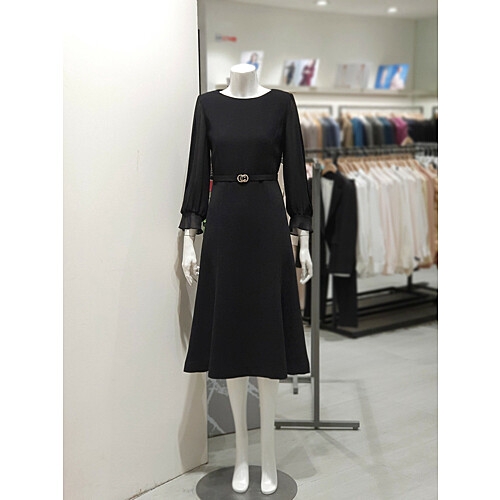 KL 여성 슬리브 배색 A 라인 원피스 KGOPOD9100