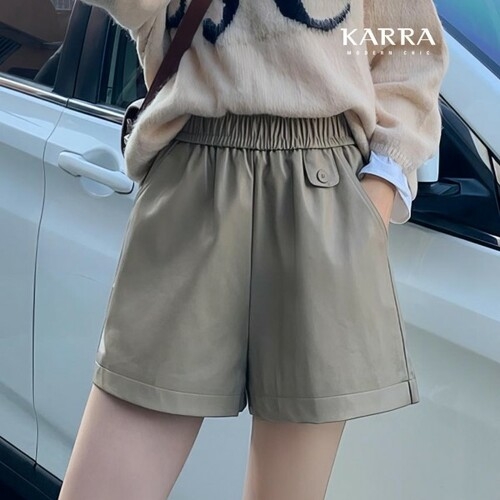 KARRA 비건레더밴딩4부팬츠_A4S0582