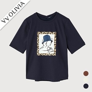  인디안 비비올리비아 호피 프린트 디테일 티셔츠 VVCASYM6327 상품이미지