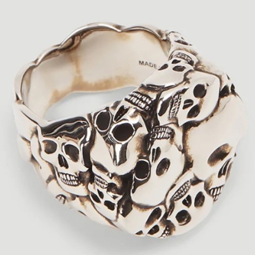 알렉산더맥퀸  맥퀸 멀티 Skull 스컬 체인 잉그레이브 빈티지 링 반지