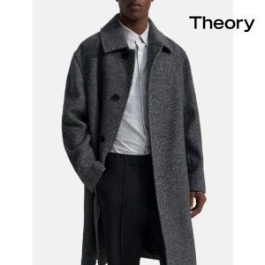 띠어리 M0971412 남자 울 혼방 부클레 소재의 카 코트