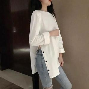 셀러허브 JSLK 옆라인 단추 롱티셔츠 스셔츠 셀럽남방 S9215152