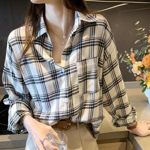 셀러허브 JSLK 체크셔츠 여자블라우스 하객룩 오피스룩 S9215149