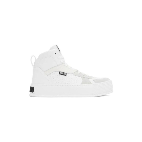 모스키노 화이트 범프 앤 스트라이프 하이탑 스니커즈 241720M236010