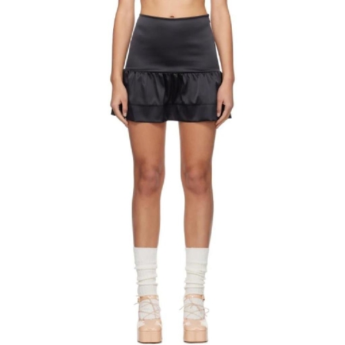 가니 블랙 러플 미니 스커트 241144F090001