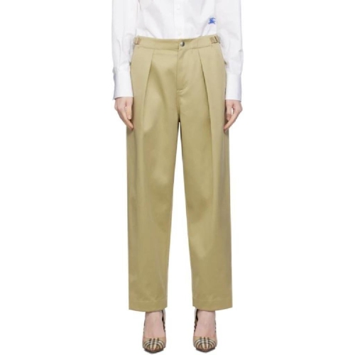 버버리 여성 카키 플리츠 슬랙스 팬츠 232376F087008