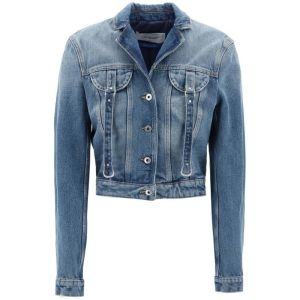 오프화이트 SS24 DENIM JACKET WITH HARNESS DETAILS BLUE OWYE052C99DEN001