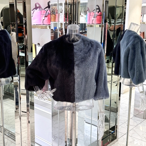 펜디 엘러브 밍크 퍼 자켓 38 네이비/블루 4ET0251