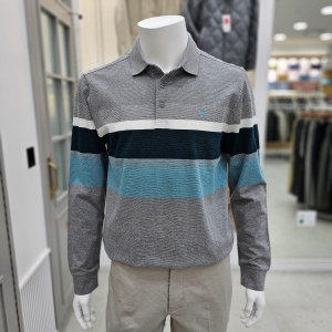 올젠 프리미엄 면 100% 블록형 리플 카라티셔츠 Z0E1TT1302GR