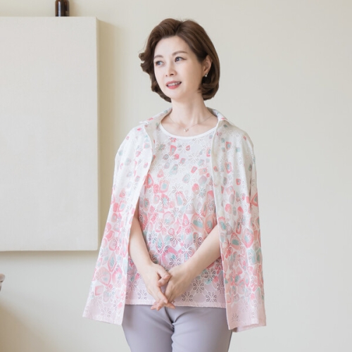 마담4060 엄마옷 봄앙상블루치플라워-QEN2403001미시옷/중년여성의류/빅사이즈/할머니옷/50대/60대여성옷