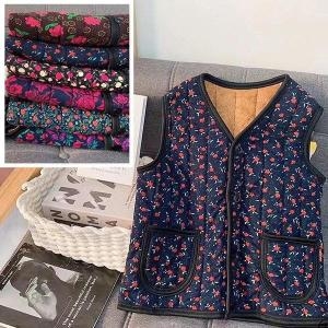 셀러허브 꽃무늬 털조끼 어르신 선물 할머니옷 중년조끼 S13470043