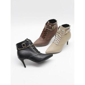 제이큐 여성 사슬 장식 가죽 워커 힐 112154