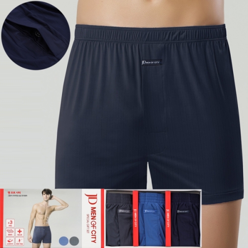 제임스딘 남자트렁크팬티 변화직 스판 부드러운 사각 박서 3매입