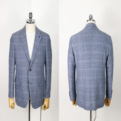 브렌우드 포멀핏 글렌체크 남성 여름 경량 콤비 재킷 블루