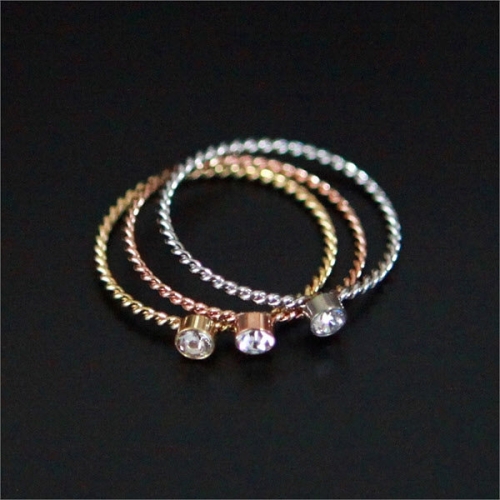 이어넥핸즈  써지컬스틸 심플원큐빅 반지 실버.골드.로즈골드 6907725