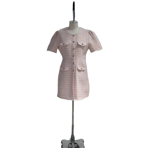 랩 트위드 반팔 퍼프 미니 원피스 AQ1WO244