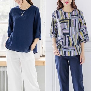 루나 여성 여름 냉감 인견 7부 반팔 블라우스 빅사이즈 티 13846637