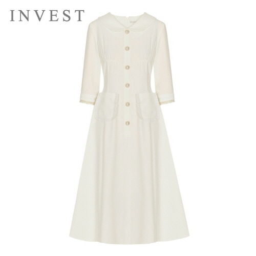 인베스트 쉬폰배색진주버튼롱원피스_INI4M1OP3060