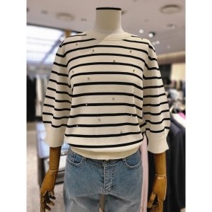 더아이잗컬렉션 비즈장식 7부소매 니트 CP4E1PO161