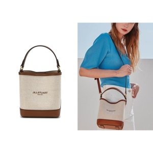 질스튜어트 뉴페이퍼 아이보리 캔버스 버킷백 S_JABA4E648