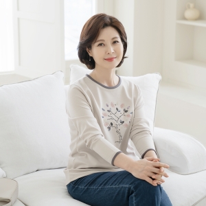 마담4060 엄마옷 트리배색라운드봄티셔츠-RTE2403033- 12958_5004786654