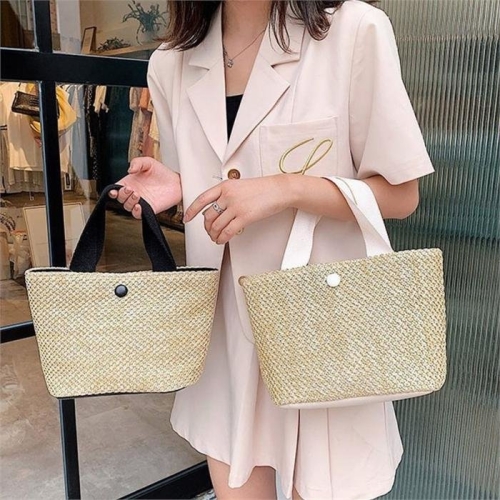 라일리 Rly 밀짚 모양 여름 유니크한 미디움 라탄 토트백 가방 9926826