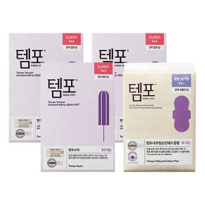 템포 오리지널 슈퍼 20개 3팩 + 내추럴 순면 패드 중형 16매