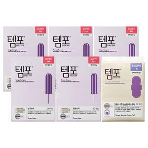 템포 오리지널 슈퍼 20개 5팩 + 내추럴 순면 패드 중형 16매