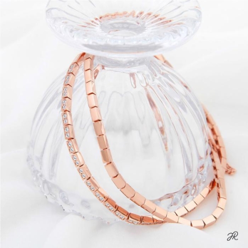 미니아트  안드라 14KGP 로즈골드 두줄 스퀘어 블록 체인 패션 팔찌 10920248