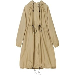 W.P.C R1101-201 여성 레인코트 롱 모드 베이지 캐주얼 발수 파우치 포함 스타일리쉬