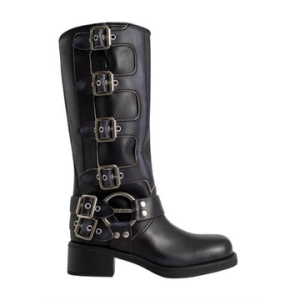 미우미우 메탈 버클 레더 부츠 블랙 5W792D