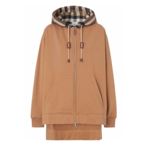 버버리 8043180 1420 빈티지 체크 디테일 후드 집업 카멜 여성 자켓