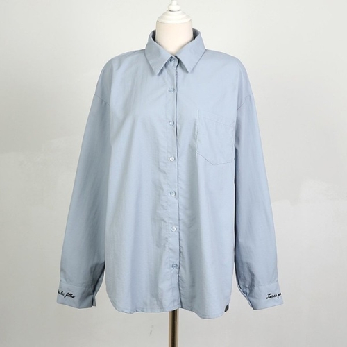 아이우먼 자수레터링포켓카라셔츠 WBQ731M403 빅사이즈