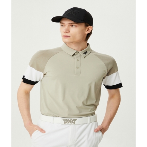 PXG 남성 여름 니트 슬리브 카라 반팔 티셔츠-PIMPM221905