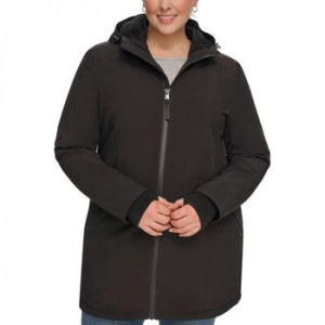 캘빈클라인 우먼 플러스 사이즈 후드 Faux-Fur-Lined 아노락 레인코트 블랙 6820923