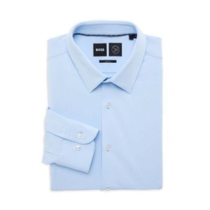 보스 4121031 Hank Slim Fit Pinstripe Dress Shirt BLUE