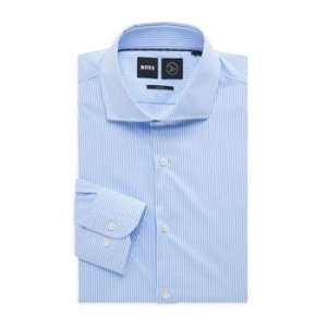 보스 4121293 Hank Slim Fit Printed Dress Shirt BLUE