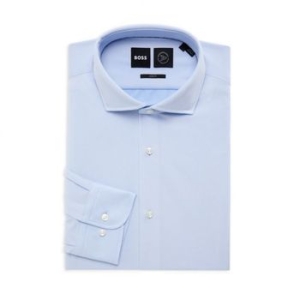 보스 4121399 Hank Textured Slim Fit Dress Shirt BLUE