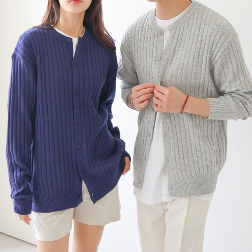 리빌모아 국산 남자 골지 크루넥 가디건 후드집업 맨투맨 셔츠 니트 후드티 남자가디건 DS-CA-Q078-베이지