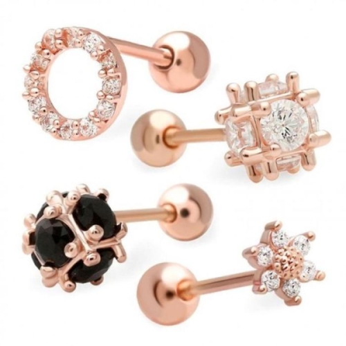 오노마  ONM 볼 Gold-pin 큐빅 여자장갑 플라워 피어싱 14K 털장갑 12091716