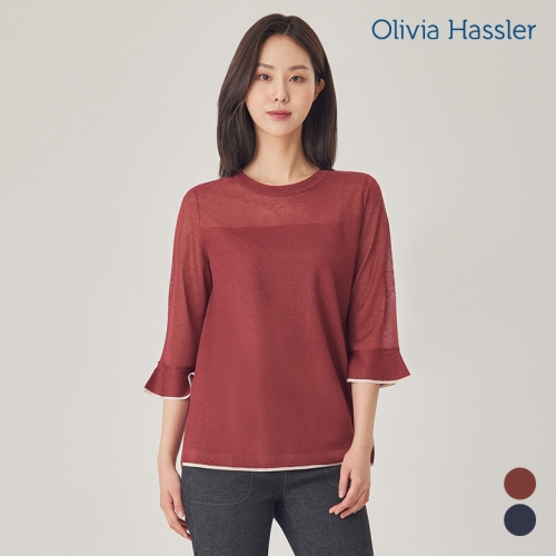 올리비아하슬러 7부라운드넥풀오버니트_OHBMSW301