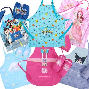 유아 아동 방수 앞치마 두건 토시 세트 집