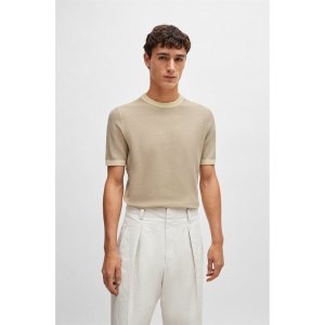 보스 SU24 레귤러핏 반팔 니트 오픈 화이트 50511762131