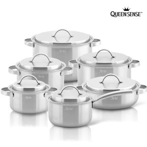 퀸센스  아르떼 통5중 인덕션 스텐 냄비 세트 6종 편수18양수162024전골24곰솥28 +핸들냄비받침