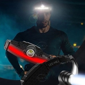 알티피아  HWA 듀얼 LED 헤드랜턴 충전식 안전모랜턴 와이드헤어밴드랜턴 모션동작 캠핑랜턴 모자랜턴 헤드랜턴밴드 WC5A5E1