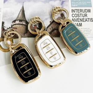 현대  4버튼 TPU차키케이스+큐빅키링 아반떼AD LF쏘나타 뉴라이즈 캐스퍼 투산 스마트키케이스 키홀더