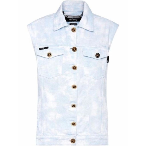 필립플레인 블리치 이펙트 데님 베스트 SABCWDC0036PDE004N T