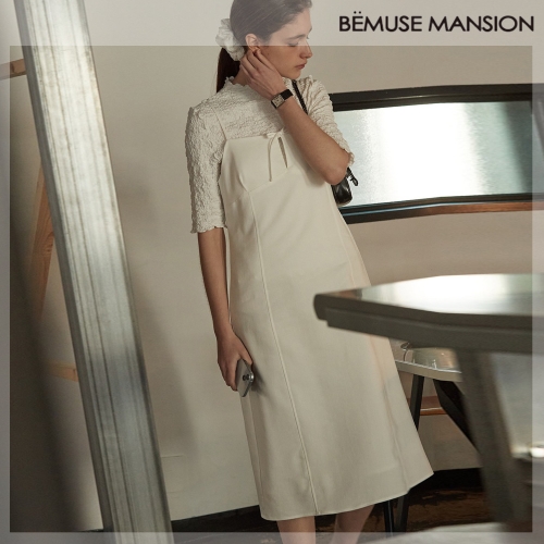 파슨스 비뮤즈맨션 Ribbon layered dress Off white BEOP001WH
