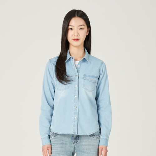 잠뱅이 여성 시즌리스 기본 바이오스톤 탈색 워싱 데님셔츠 DH-LB_AO5DDH951-LB - 에누리 가격비교