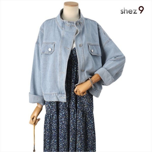 쉬즈넘버나인 여성 리안 하이넥 워싱 청자켓